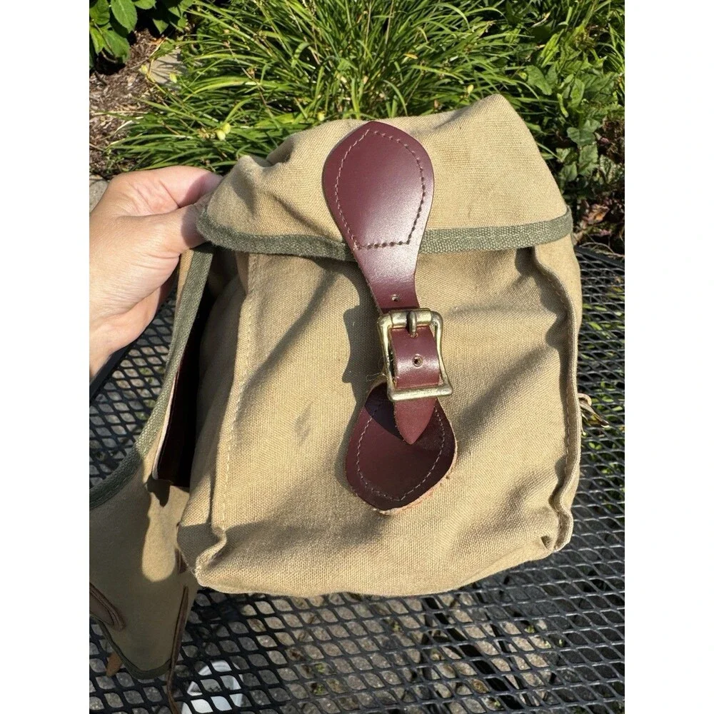 Vintage ORVIS Canvas Leather Duffle Fishing Shoulder Bag Khaki Made USA